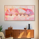 Fan Arrangement Canvas Print | Moroccan Wall Art, Chinoiserie Wall Art, Wabi Sabi Art, Light Pink Decor, Extra Wide Wall Art, Above Sofa Art