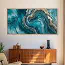Turquoise Geode-Inspired Canvas Print, Mosaic Wall Art, Teal Wall Art, Abstract Coastal Art, Panoramic Art, Wide Wall Art, Coastal Decor