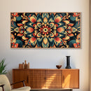 Kaleidoscopic Mandala Design Framed Canvas Print, Boho Wall Art, Sacred Geometry Painting, Colorful Ethereal Decor, Spiritual Zen Art