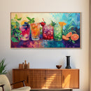 Refreshing Summer Drinks Canvas Print, Vibrant Foodie Kitchen Art, Colorful Beverage Wall Art, Dining Room Decor, Cocktail Party Art