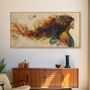Vibrant Female Silhouette Framed Canvas Print, Whimsical Art, Afrocentric Wall Art, Angel Art Prints, Bedroom Art, Chinoiserie Wall Art