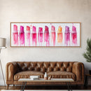 Vibrant Lipstick Shades Canvas Print, Pink Makeup Wall Art, Feminine Bedroom Decor, Whimsical Beauty Room Artwork Gift Idea