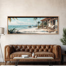 Tropical Beach Framed Canvas Print Coastal Landscape Art Nautical Decor Relaxing Living Room Wall Art Panoramic Seascape Painting