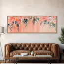 Floral Wildflower Painting Framed Canvas Print, Watercolor Botanical Prints in Peach and Green, Vertical Rustic Farmhouse Wall Art