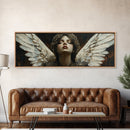 Angelic Portrait Canvas Print Goddess Art Print Dark Angels Wall Art Elegant Bedroom Decor Moody Painting Original Living Room Art