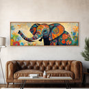 Elephant Wall Art Canvas Print with Colorful Abstract Design, Whimsical Art, African Art, Gift Idea, Bedroom Art, Farmhouse Decor
