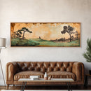 Japanese-Inspired Golf Scene Framed Canvas Print – Rustic Decor, Golf Art, Panoramic Art, Horizontal Wall Art, Gift Idea For Him