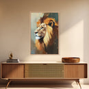 Lion Profile Oil Painting Framed Canvas Print – African Inspired Wildlife Art, Rustic Decor Above Bed Wall Art, Gift Idea Living Room