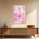 Pink Crystal Chandelier Canvas Print | Romantic Light Decor | Rustic Wall Art | Elegant Bedroom Art | Above Bed Wall Art | Farmhouse Decor