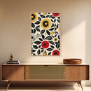 Modern Botanical Framed Canvas Print, Wildflower Pattern Wall Art, Vibrant Floral Art, Living Room Decor, Extra Wide Rustic Decor