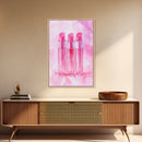 Light Pink Lipstick Trio Canvas Print, Whimsical Art, Makeup Wall Art, Pink Abstract Art, Feminine Decor, Bedroom Art, Gift Idea for Her
