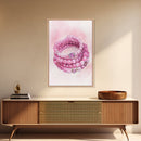 Pink Gemstone Bracelet Painting Framed Canvas Print, Whimsical Jewelry Art Light Pink Decor, Feminine Bedroom or Gift Aesthetic