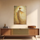 Radiant Golden Goddess Canvas Print, Stunning Angel Art Prints in Moody Style, Perfect Above Bed or as Warm Bedroom Wall Art