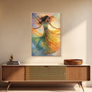 Enchanting Dancing Light Woman Canvas Print, Whimsical Art Adding Elegant Vibes to Living Room or Extra Wide Horizontal Wall Art