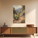 Cactus Bloom Framed Canvas Print Rustic Wall Art Living Room Decor Farmhouse Wall Art Original Painting Gift Idea Landscape Art