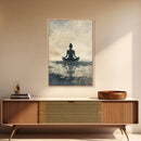 Meditative Silhouette Canvas Print with Wabi Sabi Art, Minimalist Zen Wall Art, Neutral Sage Green Decor, Yoga Art for Relaxation