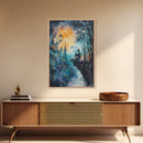 Magical Nightscape Framed Canvas Print Whimsical Fantasy Art Moody Wall Art Gift Idea Living Room Decor Dark Romantic Artwork