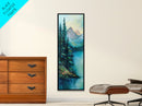 Landscape  Lake, nature oil painting, framed canvas print, landscape painting, lake Tahoe art, moody art, tall narrow art