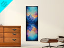 Mountain Reflection, landscape painting, lake Tahoe art, moody art, bedroom art, gift idea for him, Framed Canvas Print