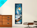 Sailboat, Moonlit Ocean, Nautical Wall Art, Coastal Landscape Art, Seascape Painting, Framed Canvas Print, Above Couch Art