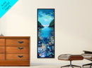 Underwater View, nautical painting, seascape painting, coral reef painting, blue and green wall art, Framed Canvas Print
