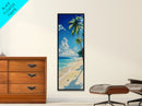 Palm Tree Beach, tropical decor, coastal cowgirl wall art, Hawaii art, framed canvas print, nautical painting, summer gift idea
