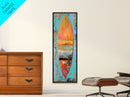 Surfboard Painting, Ocean Art, Canvas Print, Coastal Cowgirl Wall Art, Beach House Art, Tropical Art, Long Narrow Art