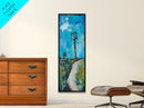 Fading Road, abstract landscape, moody art, blue and green wall art, coastal decor, rustic wall art, framed canvas print