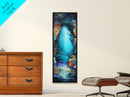 Underwater Cave, ocean painting, nautical wall art, coastal painting, seascape painting, framed canvas print, vertical wall art