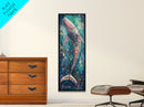 Vibrant Whale, Whale Painting, Coastal Decor, Nautical Wall Art, Blue and Green Wall Art, Skinny Wall Art, Framed Canvas Print