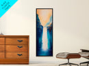 Waterfall Painting, Blue and Green Wall Art, Nature Landscape, Vertical Wall Art, Coastal Decor, Canvas Print, Gift Idea, Boho Art