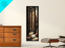 Redwood Forest, pine tree art, rustic decor, above sofa art, forest at dusk painting, wabi sabi art, tall skinny art, framed canvas print