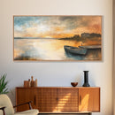 Sunset Reflection, lake painting, rustic decor, nautical painting, seascape painting, extra wide art, Canvas Print, landscape painting