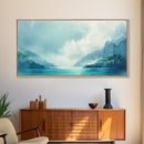 Serene Fjord, coastal landscape art, panoramic art, moody art, minimalist art, Canvas Print, above bed wall art, living room art