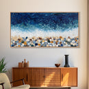 Pebble Beach, mosaic wall art, coastal decor, ocean painting, nautical decor, panoramic painting, framed canvas print
