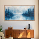 Misty Lake Scene, Moody Art, Pine Tree Art, Landscape Painting, Framed Canvas Print, Bedroom Art, Above Bed Wall Art