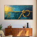 Nautical Knot, coastal wall art, rustic decor, blue and green wall art, ocean painting, framed canvas print, extra wide art