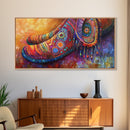 Bohemian Shoes, Moroccan Wall Art, Boho Art, Chinoiserie Wall Art, Extra Wide Art, Framed Canvas Print, Whimsical Art, Rustic Decor