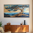 Twisted Tree, Oak Tree Art, Canvas Print, Coastal Landscape Art, Nature Painting, Rustic Wall Art, Blue And Green Wall Art