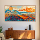 Surreal Abstract Art, phoenix metal art, geometric wall art, moody art, panoramic art, extra wide art, Framed Canvas Print
