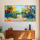 Open Gate, countryside painting, landscape art, framed canvas print, autumn wall art, farmhouse decor, rustic art, extra wide art