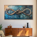 Nautical Rope, infinity knot, rustic maritime, coastal decor, textured blue, wabi sabi art, Canvas Print, nautical wall art