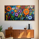 Whimsical Floral Art, Botanical Prints, Colorful Flowers, Framed Canvas Print, Wildflower Painting, Abstract Floral Artwork