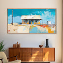 Desert House Art, southwest wall art, rustic decor, boho art, farmhouse art, coastal painting, framed canvas print