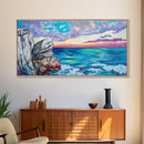 Seascape Painting, Coastal Landscape Art, Ocean Art, Framed Canvas Print, Nautical Wall Art, Living Room Art, Extra Wide Art