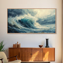 Ocean Wave, Stormy Sea, Coastal Art, Seascape Painting, Nautical Decor, Extra Wide Art, Framed Canvas Print, Living Room Art