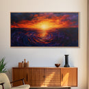 Vivid Sunset, Water Reflection, Zen Wall Art, Coastal Painting, Nautical Decor, Moody Art, Framed Canvas Print, Seascape Painting