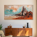 Desert Mountain, Canvas Print, rustic art, landscape painting, extra wide painting, panoramic wall art, above sofa art