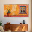 Mexican Window, Canvas Print, southwest wall art, warm color painting, extra wide painting, vibrant art, farmhouse art