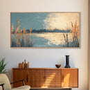 Marsh Landscape, Canvas Print, wabi sabi art, extra wide painting, panoramic wall art, minimalist landscape, soft neutral tones